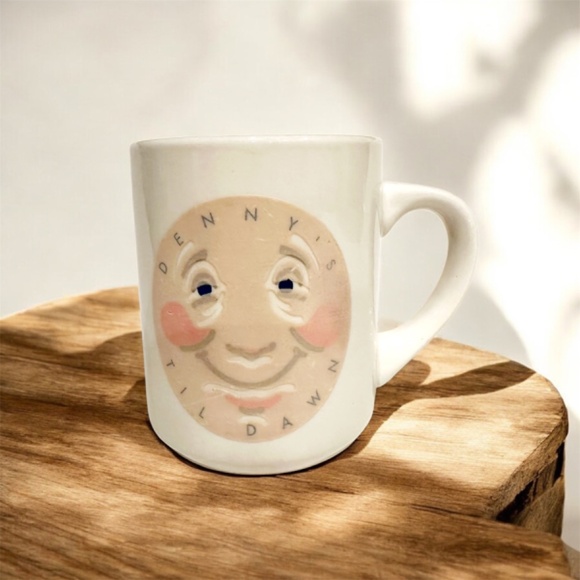 Vintage Denny's 'Til Dawn Mug with Moon Face | Retro Diner Coffee Cup - Picture 2 of 4